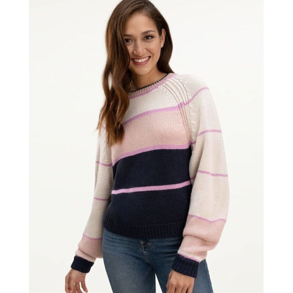 Splendid Adore Colorblock Striped Pullover Long Sleeve Sweater Size M NWT $178‎